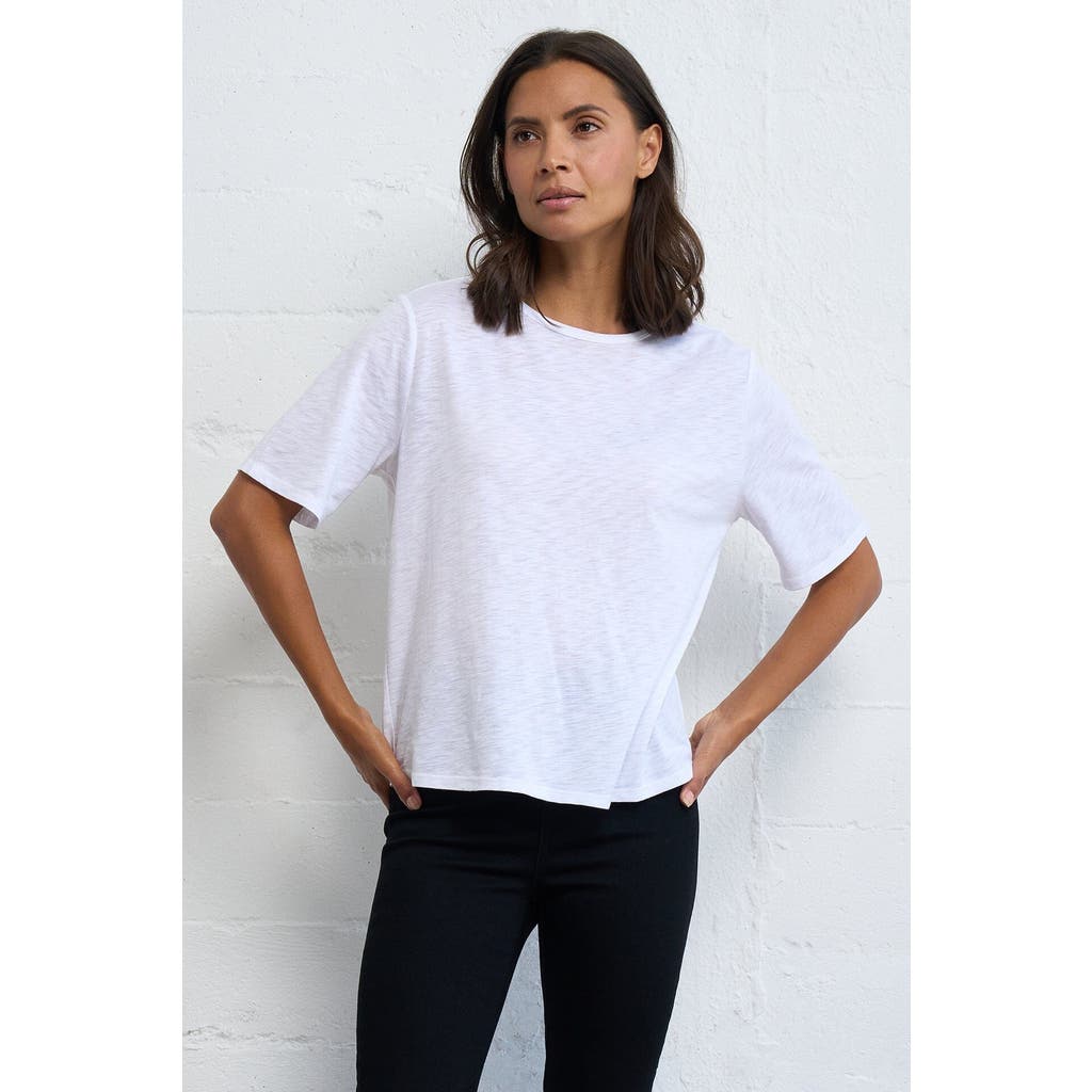 Franne Golde Slub Jersey Elbow Sleeve Crewneck Tee