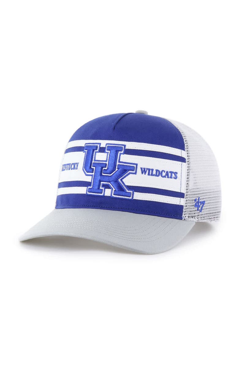 '47 Youth '47 Royal/Gray Kentucky Wildcats Super Stripe Hitch Adjustable Trucker Hat, Main, color, Royal