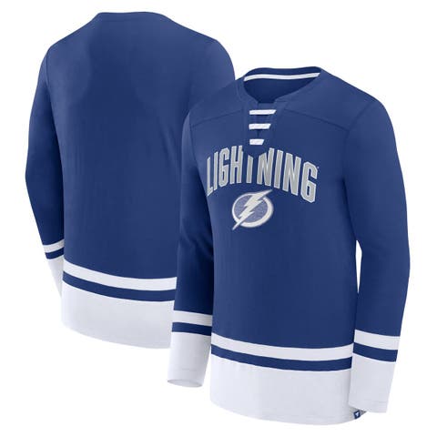 Men's Fanatics Branded Blue Tampa Bay Lightning Back Pass Lace-Up Long Sleeve T-Shirt