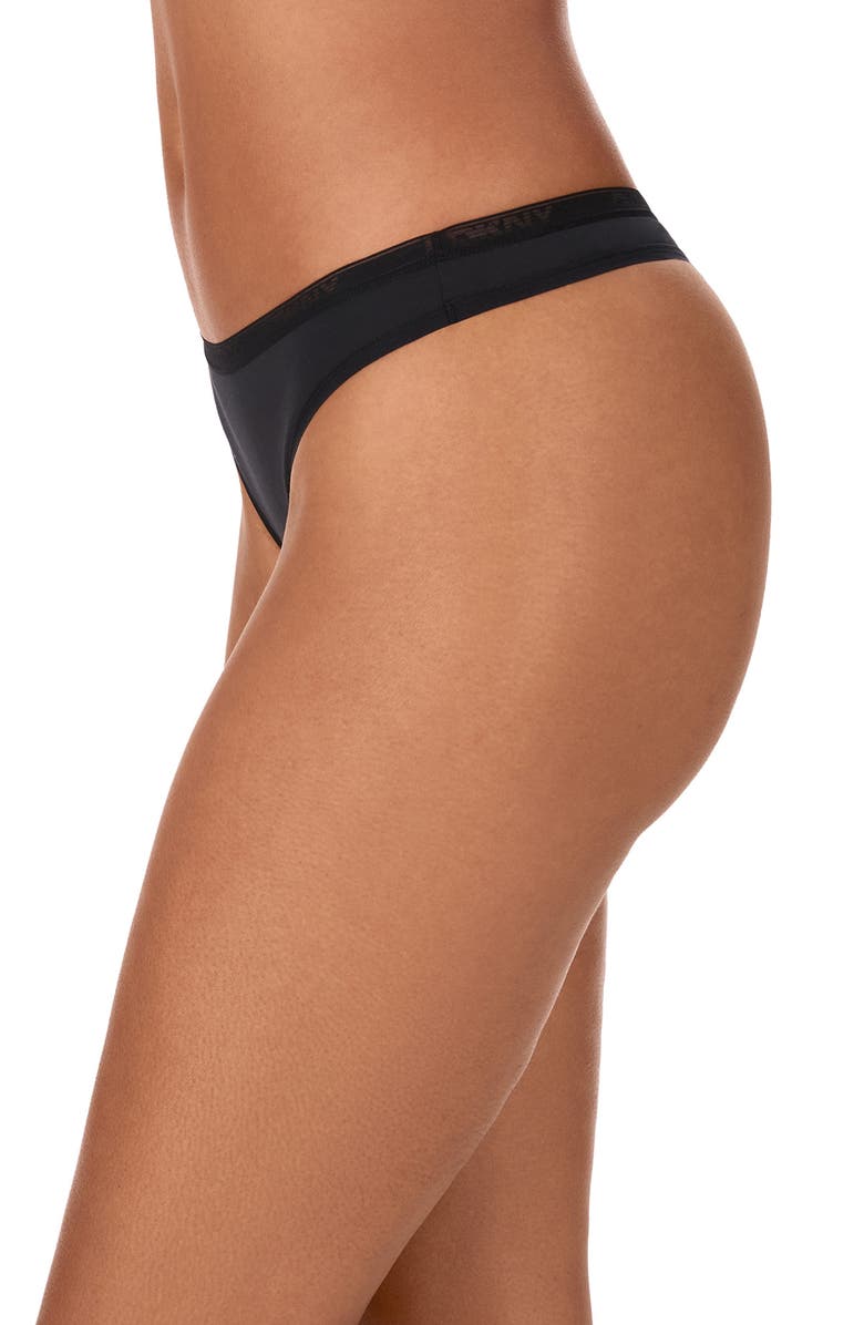 DKNY Cotton Blend Thong, Alternate, color, Black