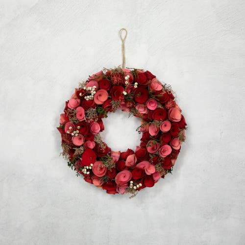 Northlight Wooden Roses Artificial Valentine's Day Wreath In Pink