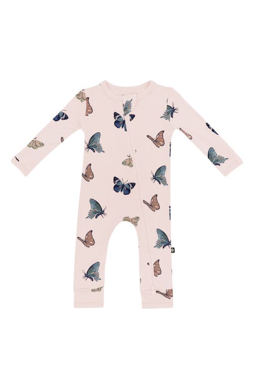 Kyte Baby Blush Butterfly Zip-up Romper In Pink