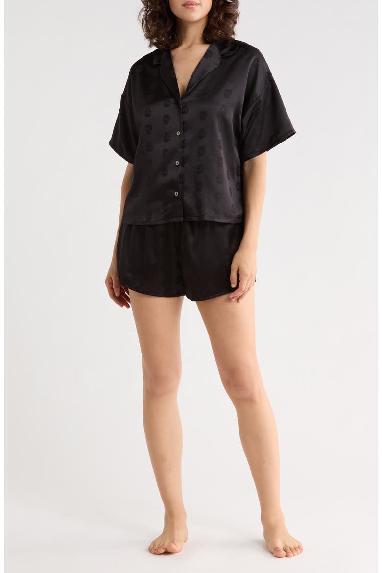Ozzy Skull Halloween Jacquard Short Pajamas, Main, color, BLACK