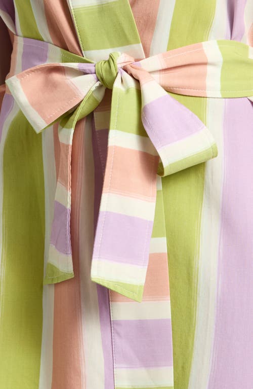 Kilo Brava Stripe Cotton Short Robe In Painted Stripe