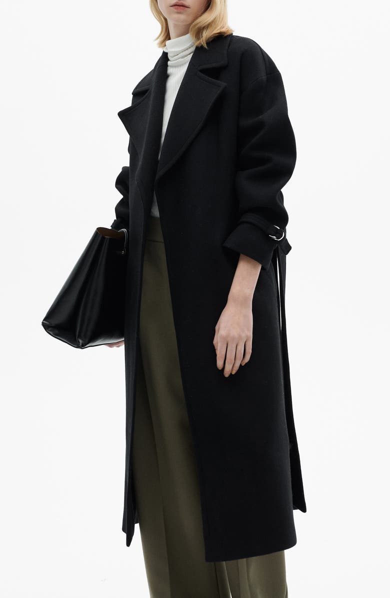 MANGO Manteco Oversize Wool Blend Maxi Coat, Main, color, Black