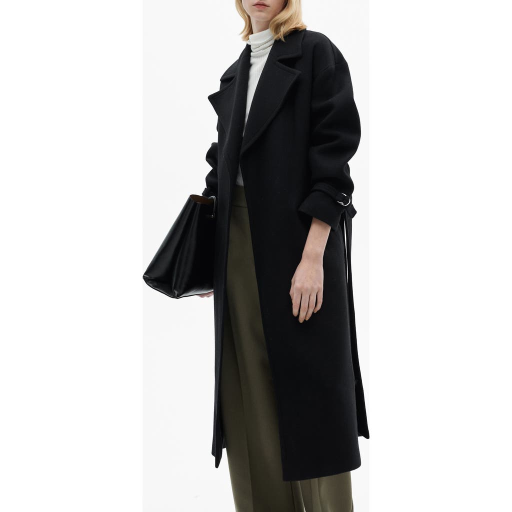 Mango Manteau Fait Main Avec Ceinture In Black