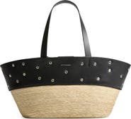 Altuzarra Knot Studded Leather & Straw Basket Tote
