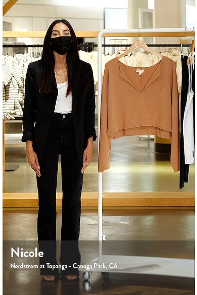 Split Neck Stretch Cotton Crop Sweatshirt video