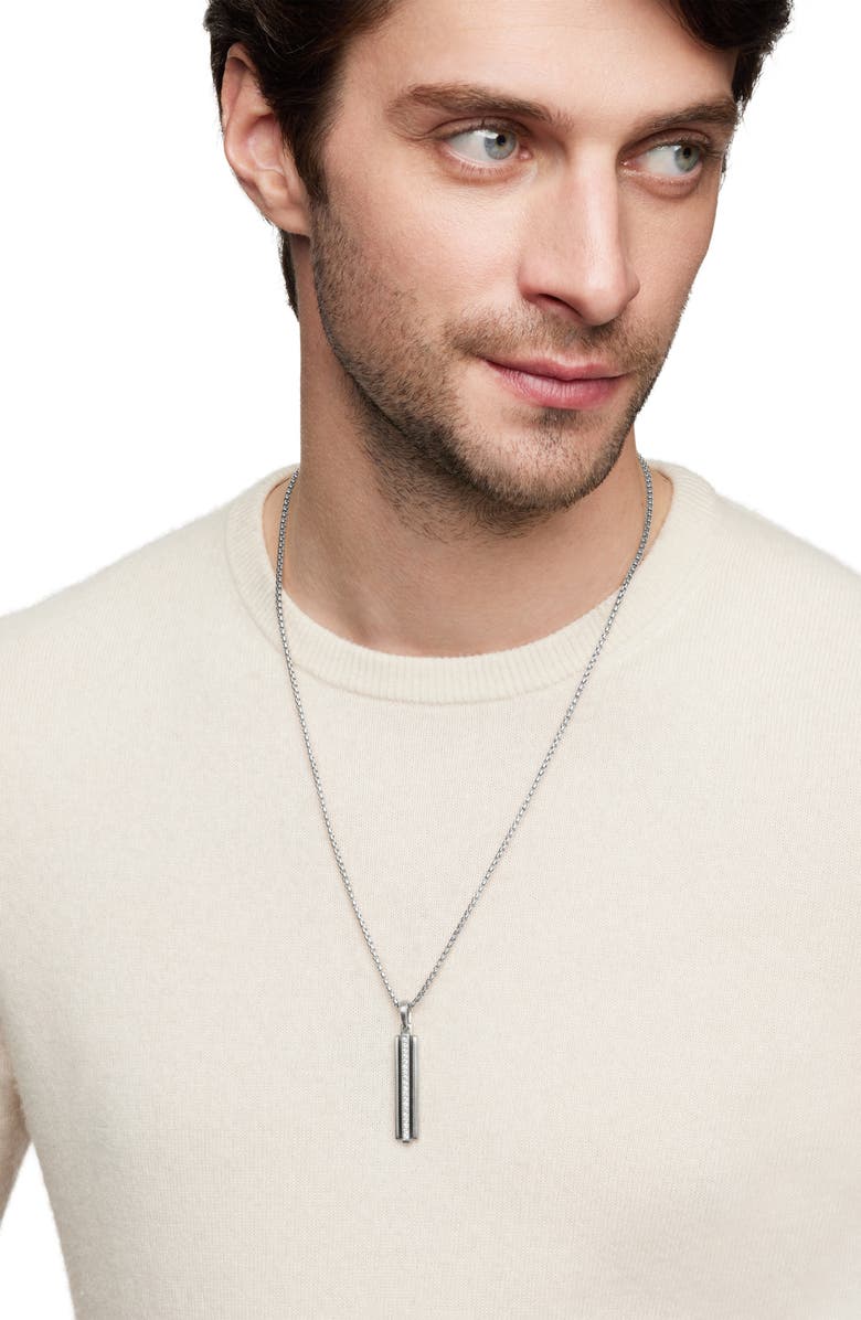 David Yurman Deco Ingot Tag with Pavé Black Diamonds, Alternate, color, 