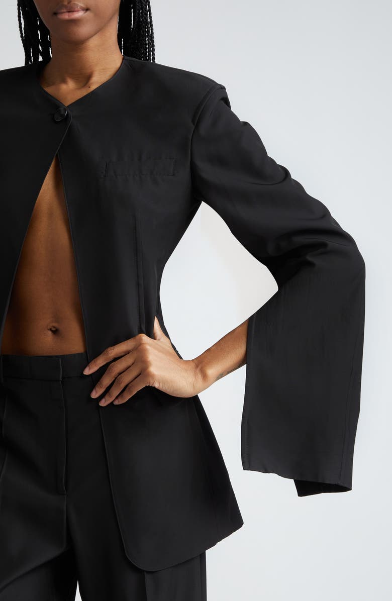 Alexander Wang Collarless Slit Detailing Tailored Jacket, Alternate, color, 