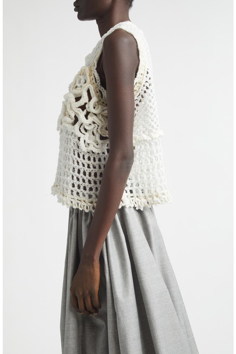 Crop Crochet Flower Mesh Tank, Alternate, color, OFF WHITE