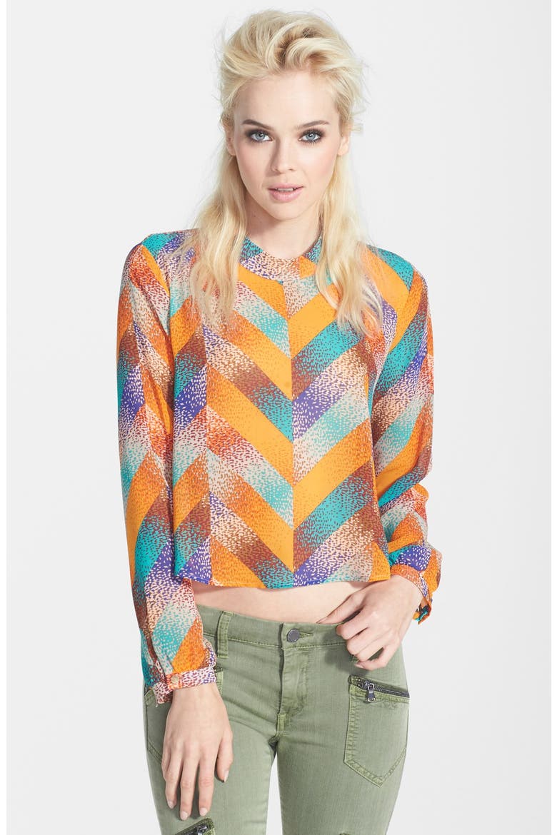 ASTR Mock Neck Long Sleeve Top, Main, color, ORANGE MULTI