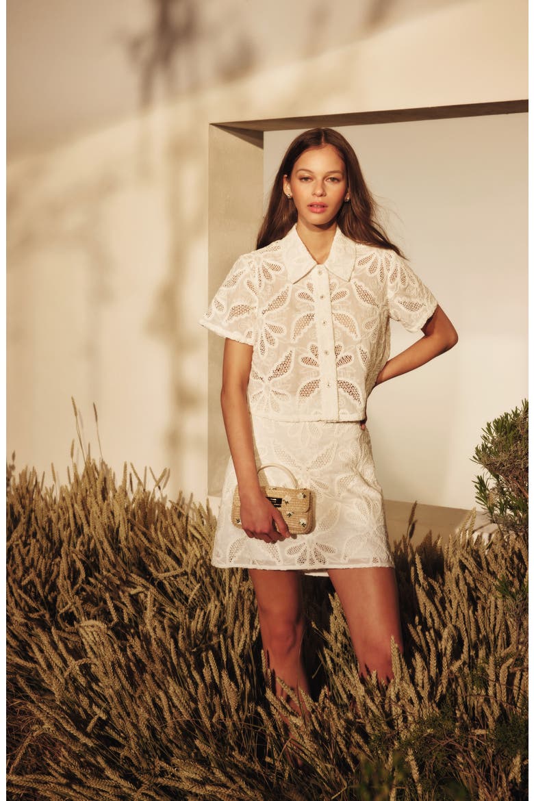Margaret Open Stitch Miniskirt, Alternate, color, ULTRA WHITE