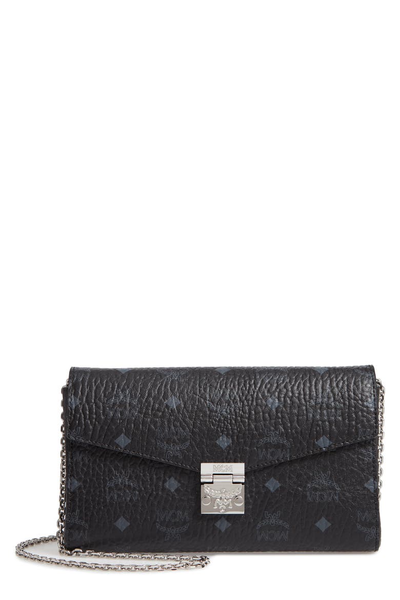 Millie Visetos Canvas Wallet on a Chain, Main, color, BLACK