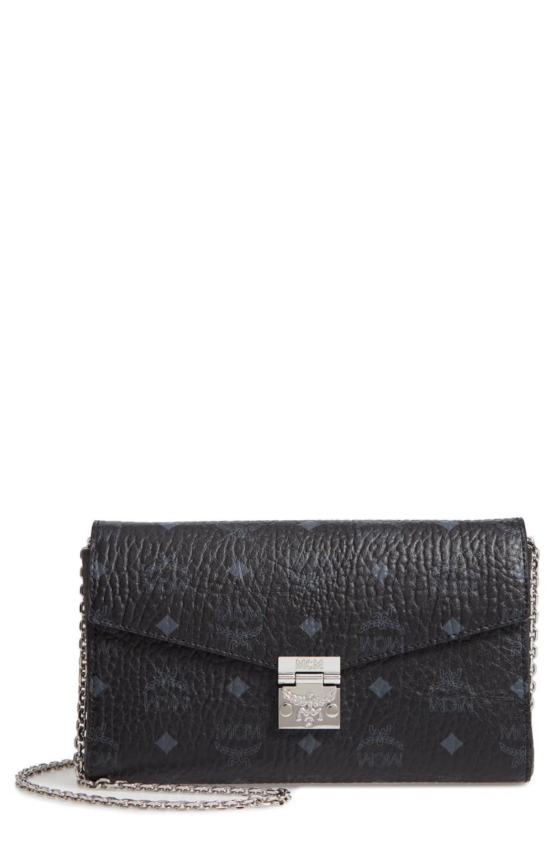 MCM Millie Visetos Canvas Wallet on a Chain, Main, color,