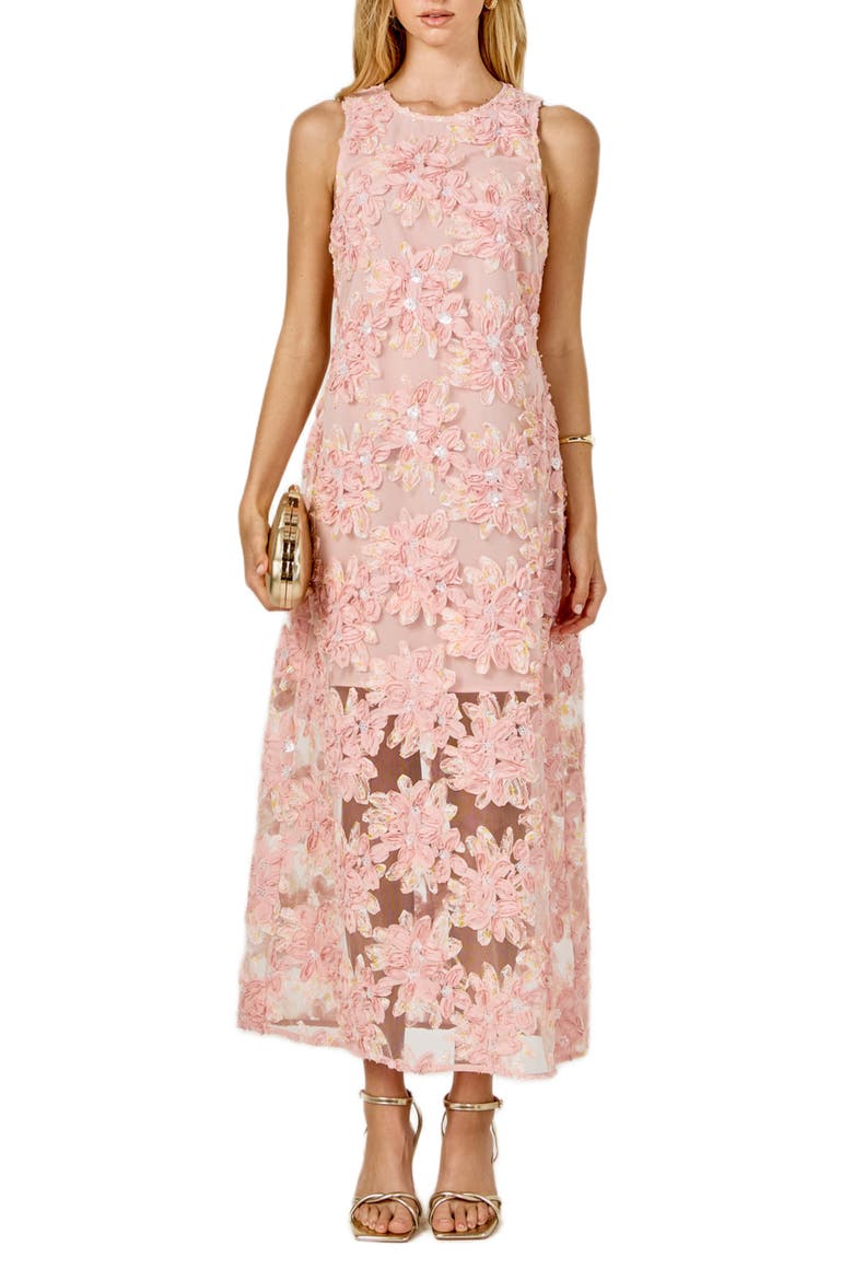 Texture Sleeveless Maxi Dress, Main, color, PINK