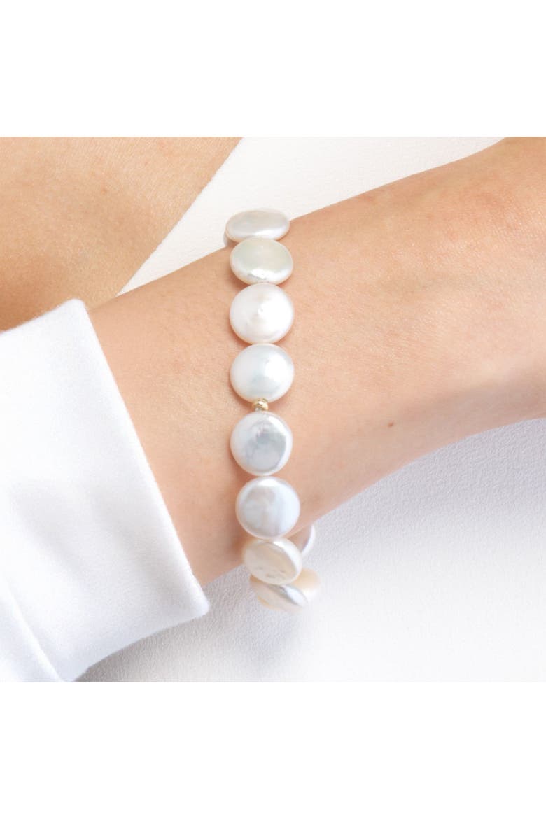 Coin Pearl Bracelet, Alternate, color, White