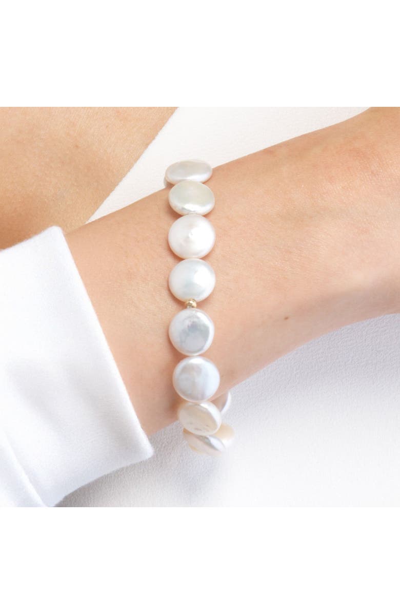 The Lovery Fine Jewelry Coin Pearl Bracelet, Alternate, color, White