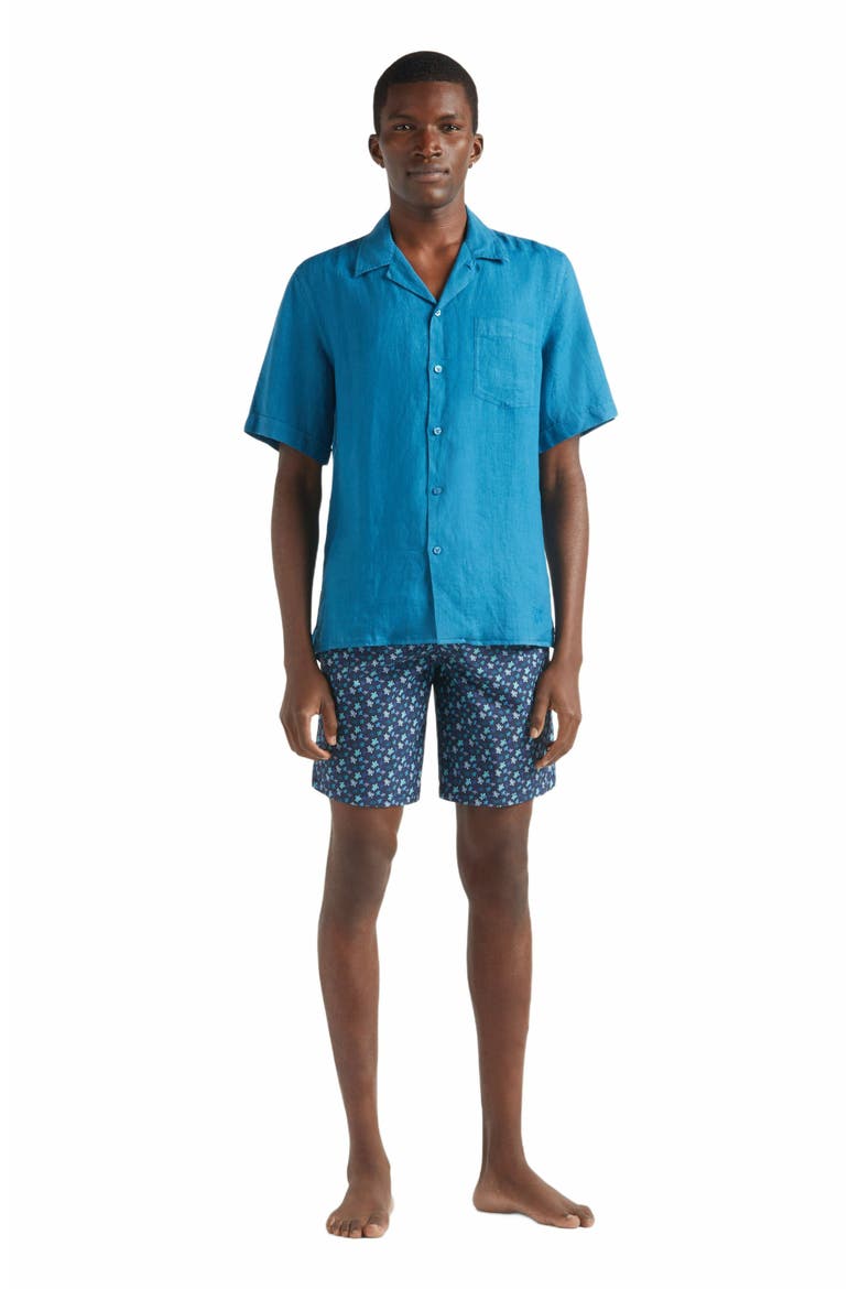 Men's Solid Linen Bowling Shirt, Main, color, PAON