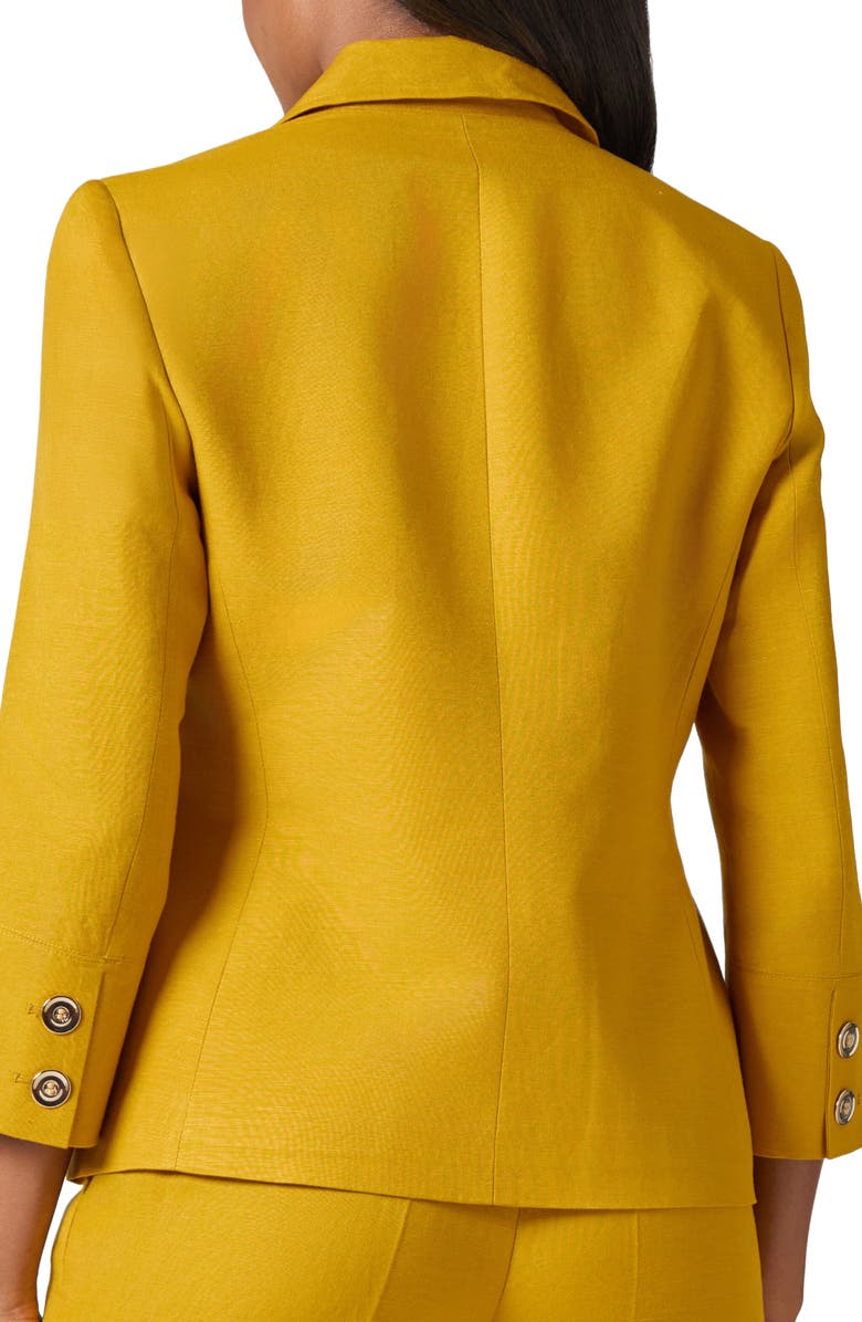 KASPER Linen Blend One-Button Blazer, Alternate, color, Butterscotch