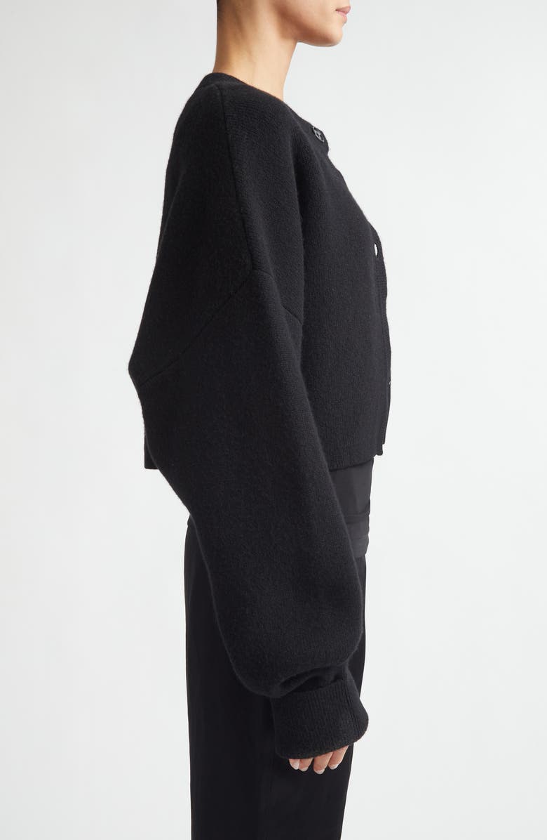TOTEME Oversize Crop Wool Cardigan, Alternate, color, Black