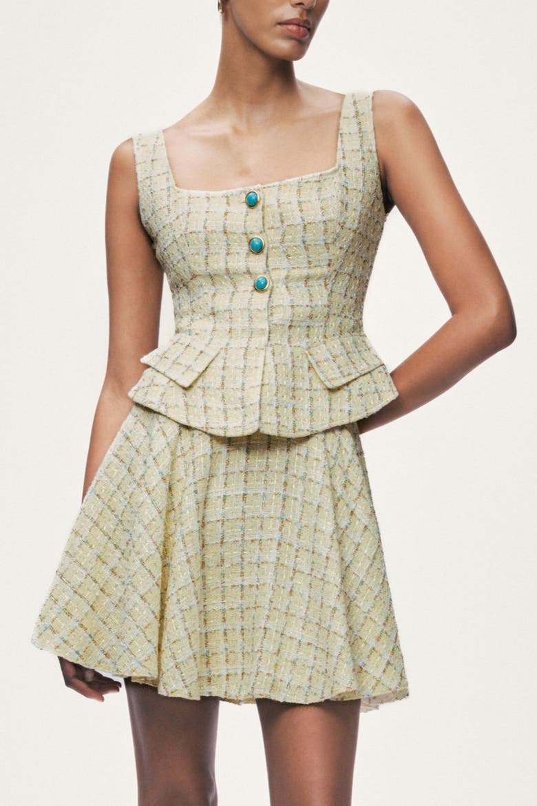 Button Accessory Tweed Bustier, Alternate, color, Multi-Colored