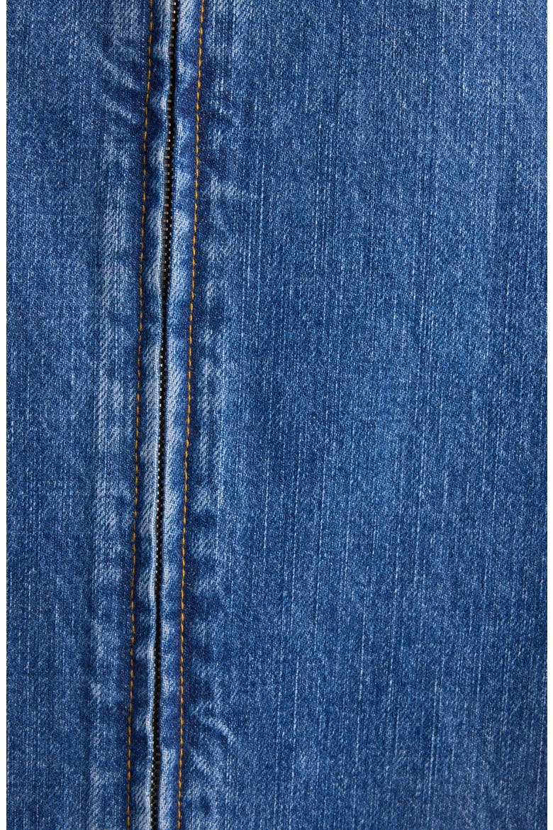 Raw Hem Trapeze Denim Minidress, Alternate, color, MEDIUM BLUE