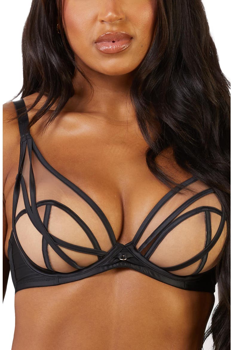 Ramona Illusion Mesh Underwire Bra, Main, color, BLACK