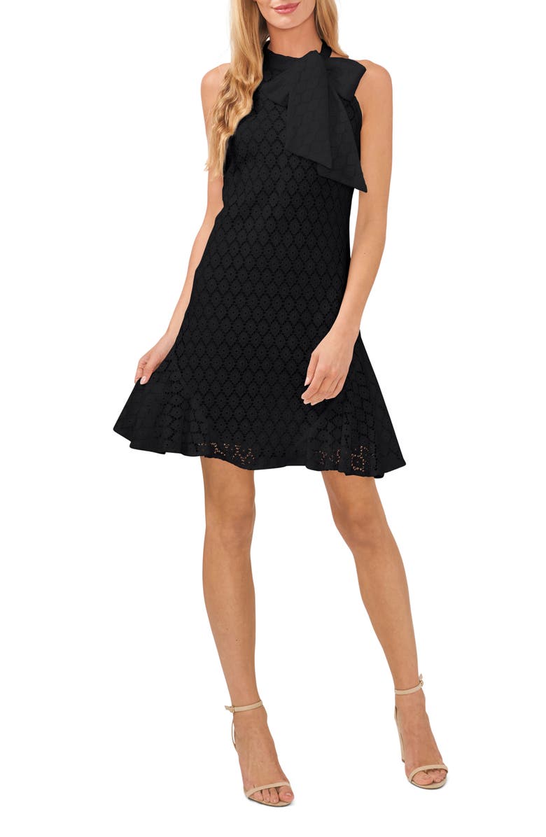 CeCe Bow Lace Halter Minidress, Main, color, 