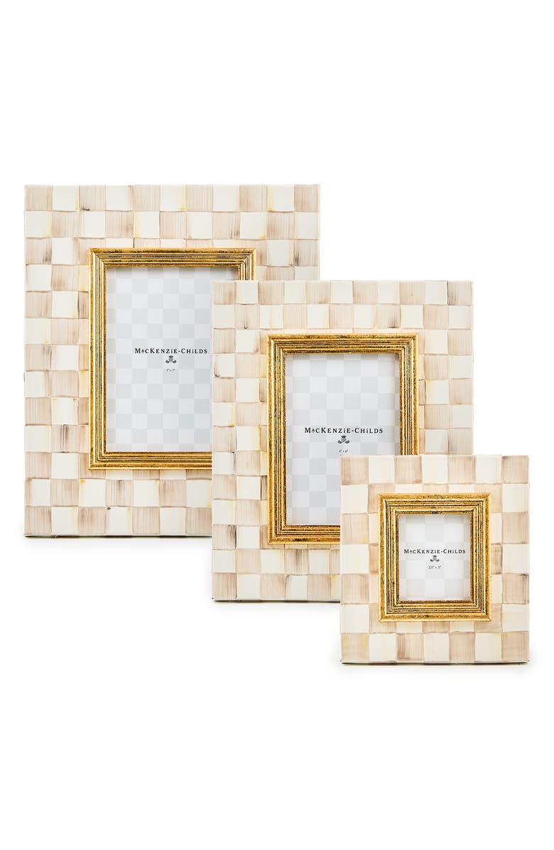 MACKENZIE CHILDS Mocha Check Enameled Steel 2.5 x 3-Inch Picture Frame, Alternate, color, Mocha