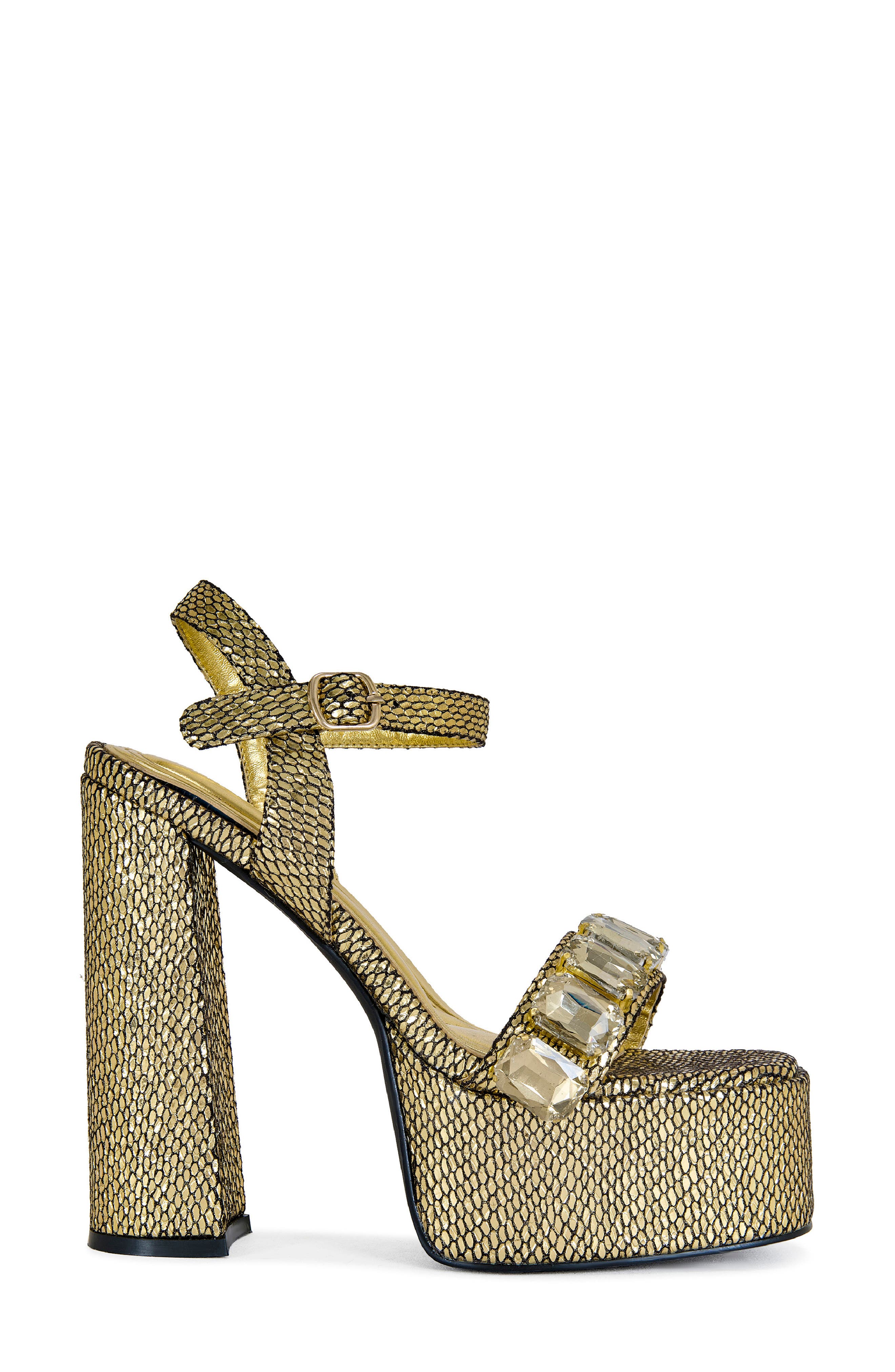 AZALEA WANG Kamilla Ankle Strap Platform Sandal, Alternate, color, Gold