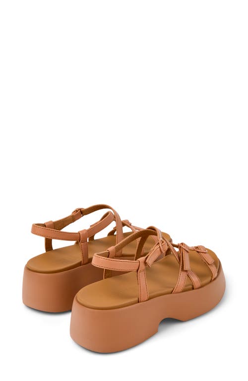 Camper Tasha Ankle Strap Platform Sandal In Tan