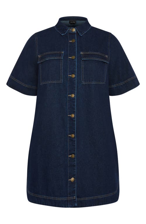 City Chic Jojo Denim Dress In Dark Denim