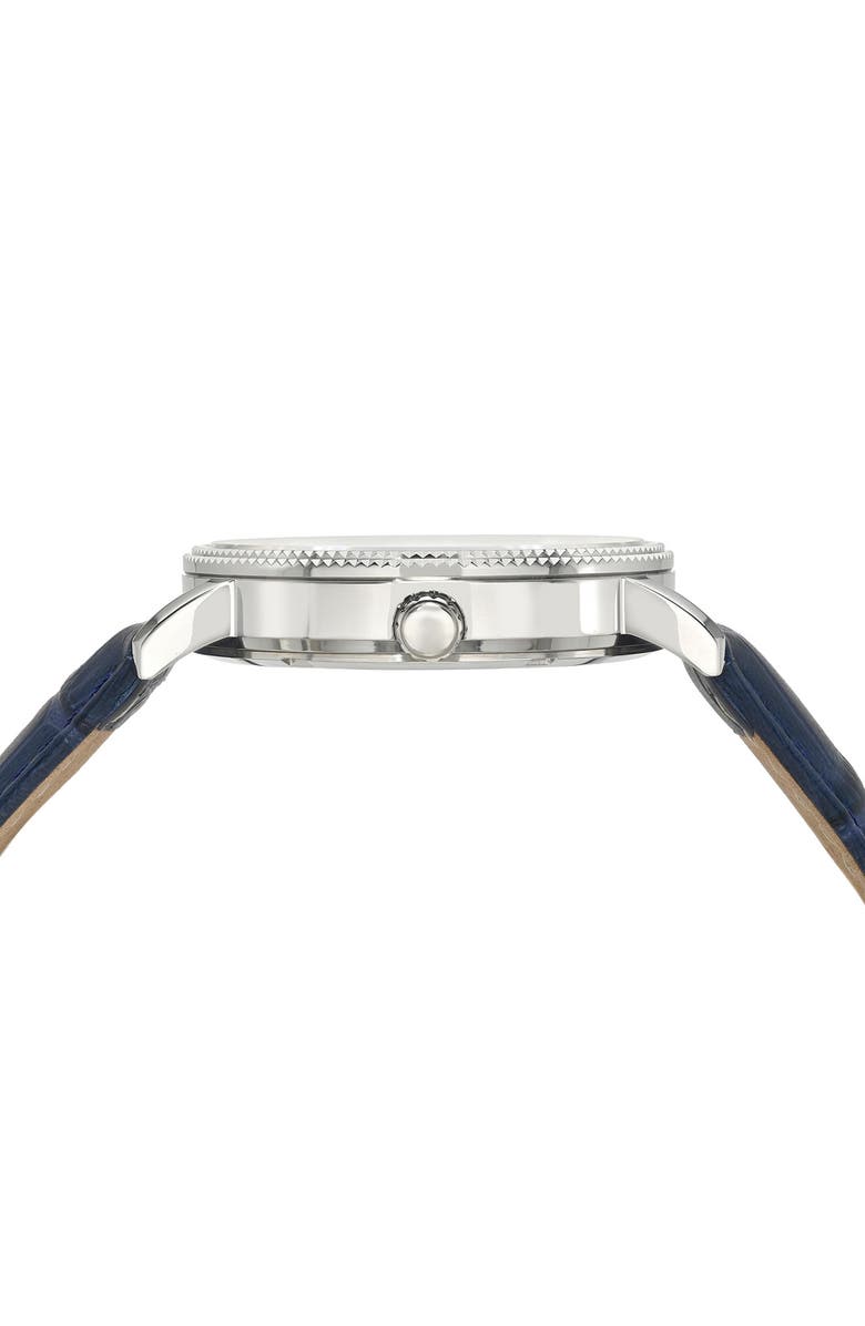 PORSAMO BLEU Veritas 2 Croc Embossed Leather Strap Watch, 40mm, Alternate, color, Silver