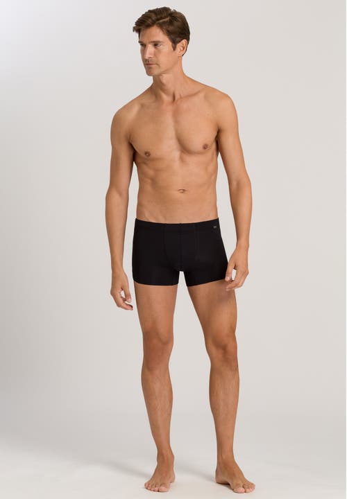 Hanro 2-pack Cotton Boxer Briefs With Covered Waistband In Black