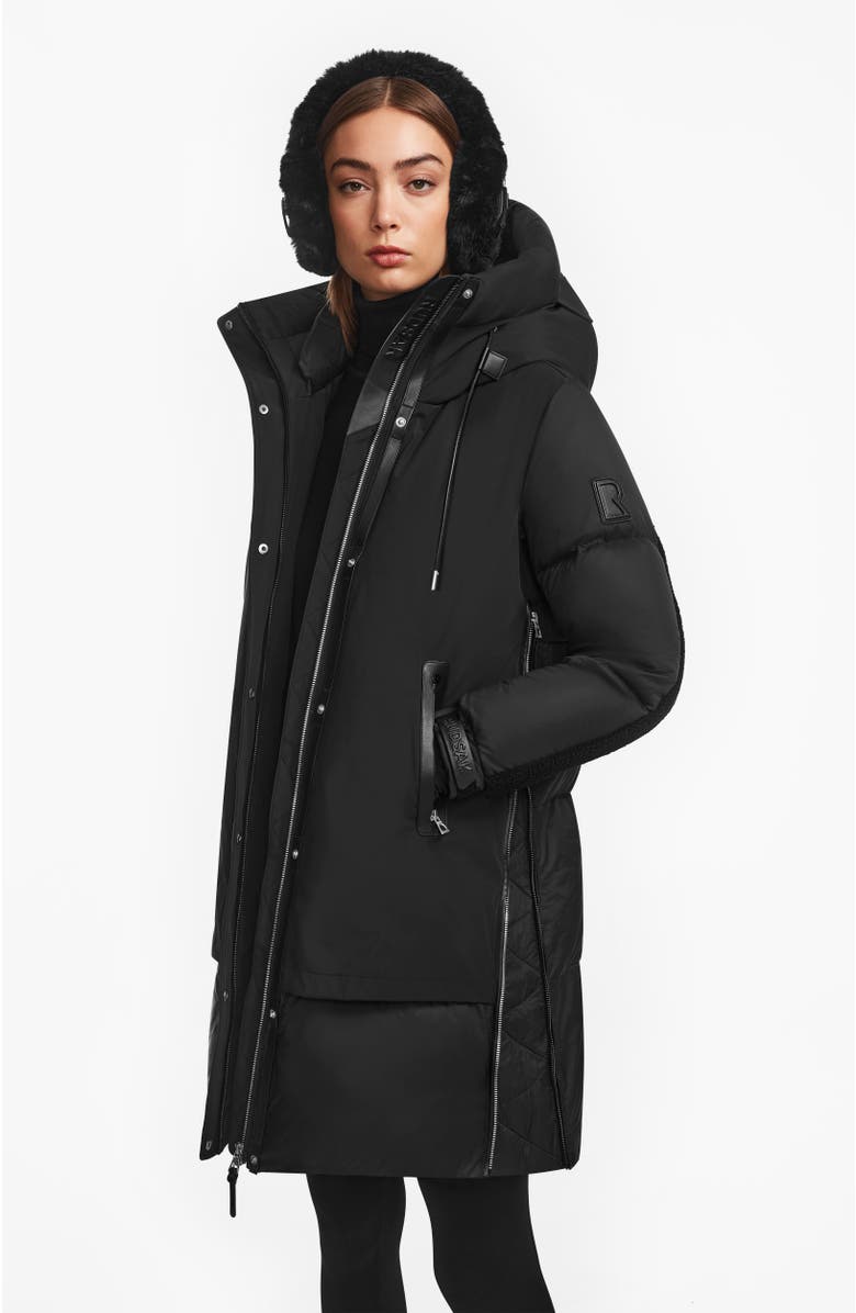 Rudsak LAYAN WOMEN'S MID-LENGTH DOWN PARKA WITH FAUX SHEARLING TRIM, Alternate, color, 