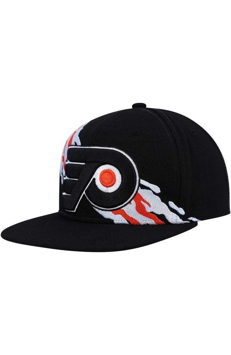 Mitchell & Ness Men's Mitchell & Ness Black Philadelphia Flyers Vintage Paintbrush Snapback Hat, Main, color, 