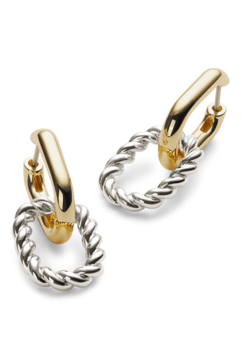 Ash Double Hoop Earrings, Alternate, color, GOLD / SILVER