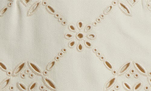Veronica Beard Netia Embroidered Eyelet Strapless Midi Dress In Ecru