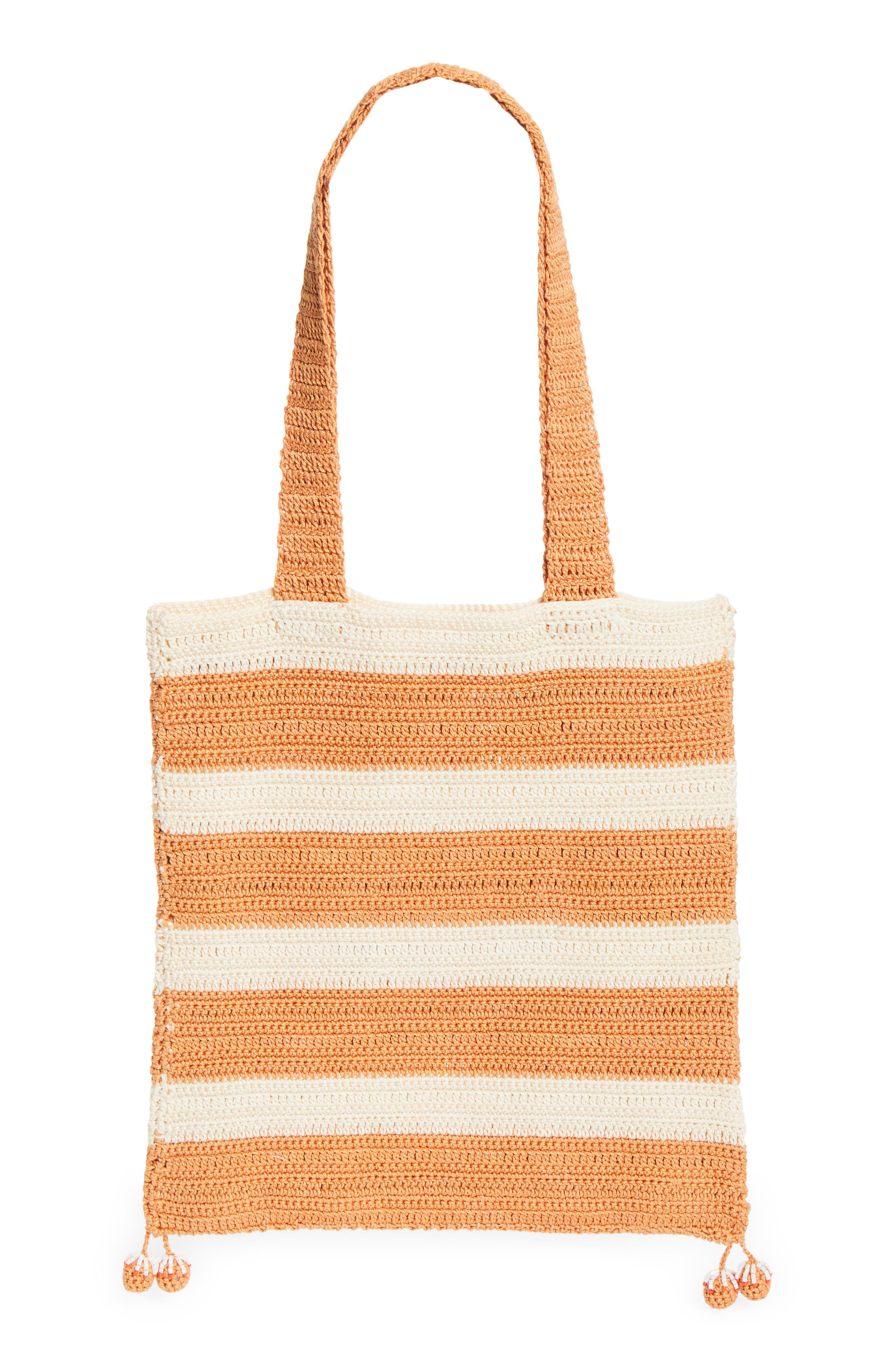 Bode Sherbet Beaded Crochet Tote, Alternate, color, Cream Orange