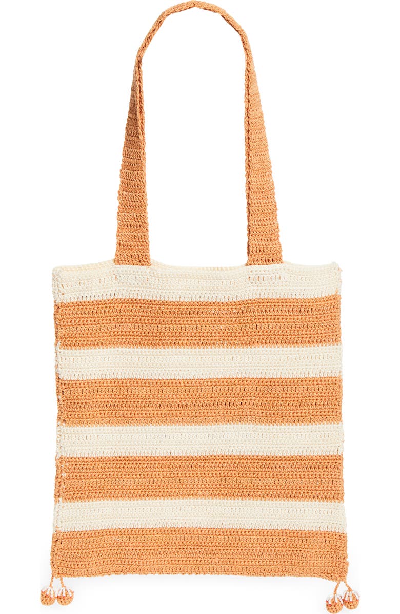Bode Sherbet Beaded Crochet Tote, Alternate, color, Cream Orange