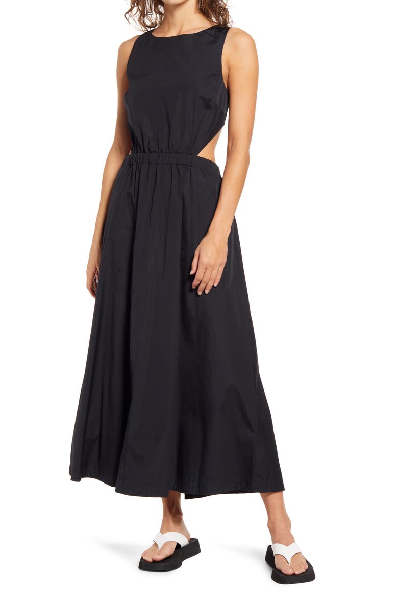 Open Back Dress, Main, color, BLACK
