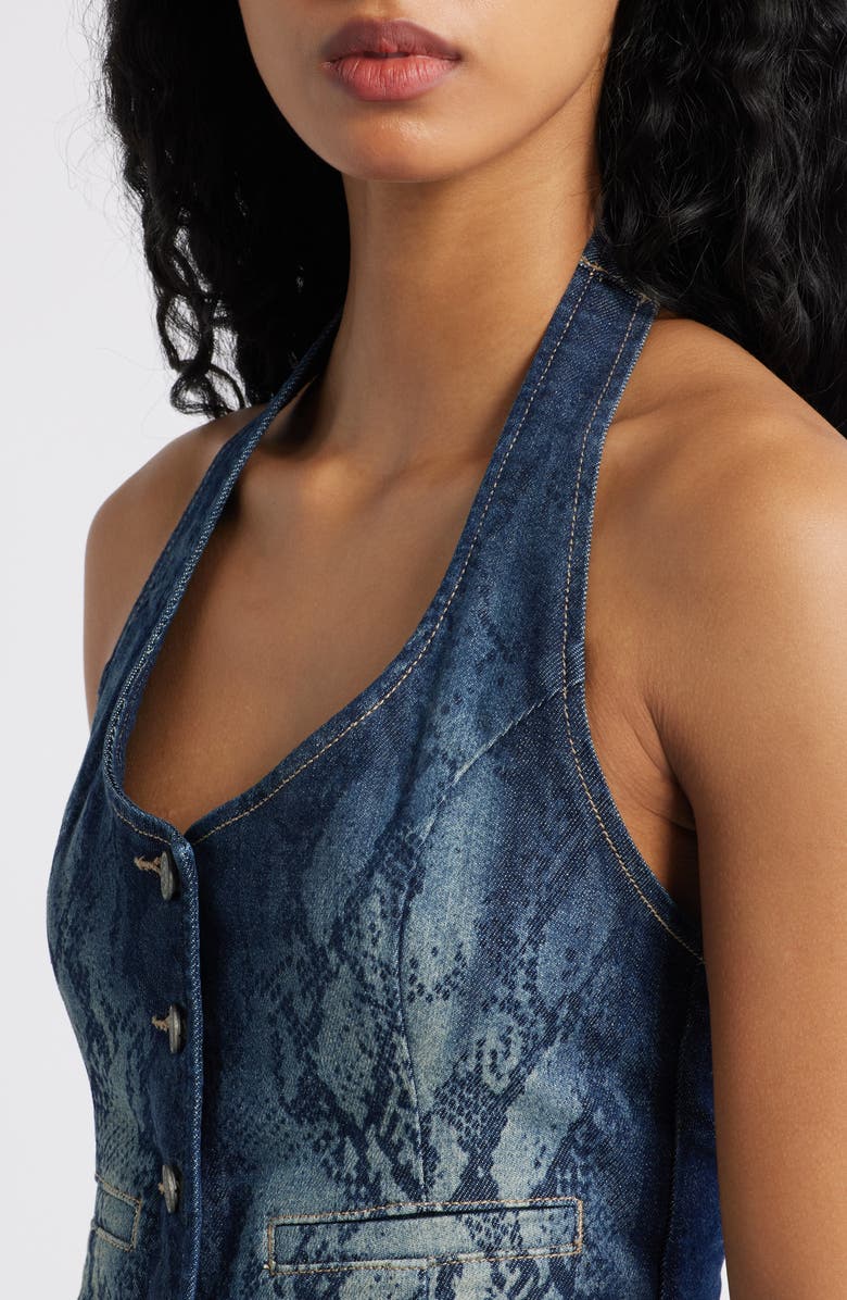 HIDDEN JEANS Snake Print Denim Halter Vest, Alternate, color, Snake