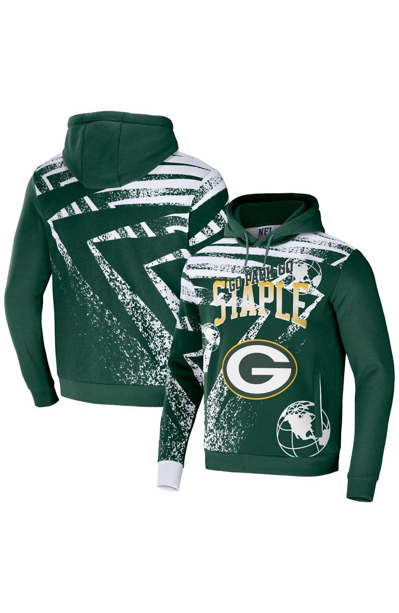 STAPLE Men's NFL x Staple Hunter Green Green Bay Packers All Over Print Pullover Hoodie, Main, color,