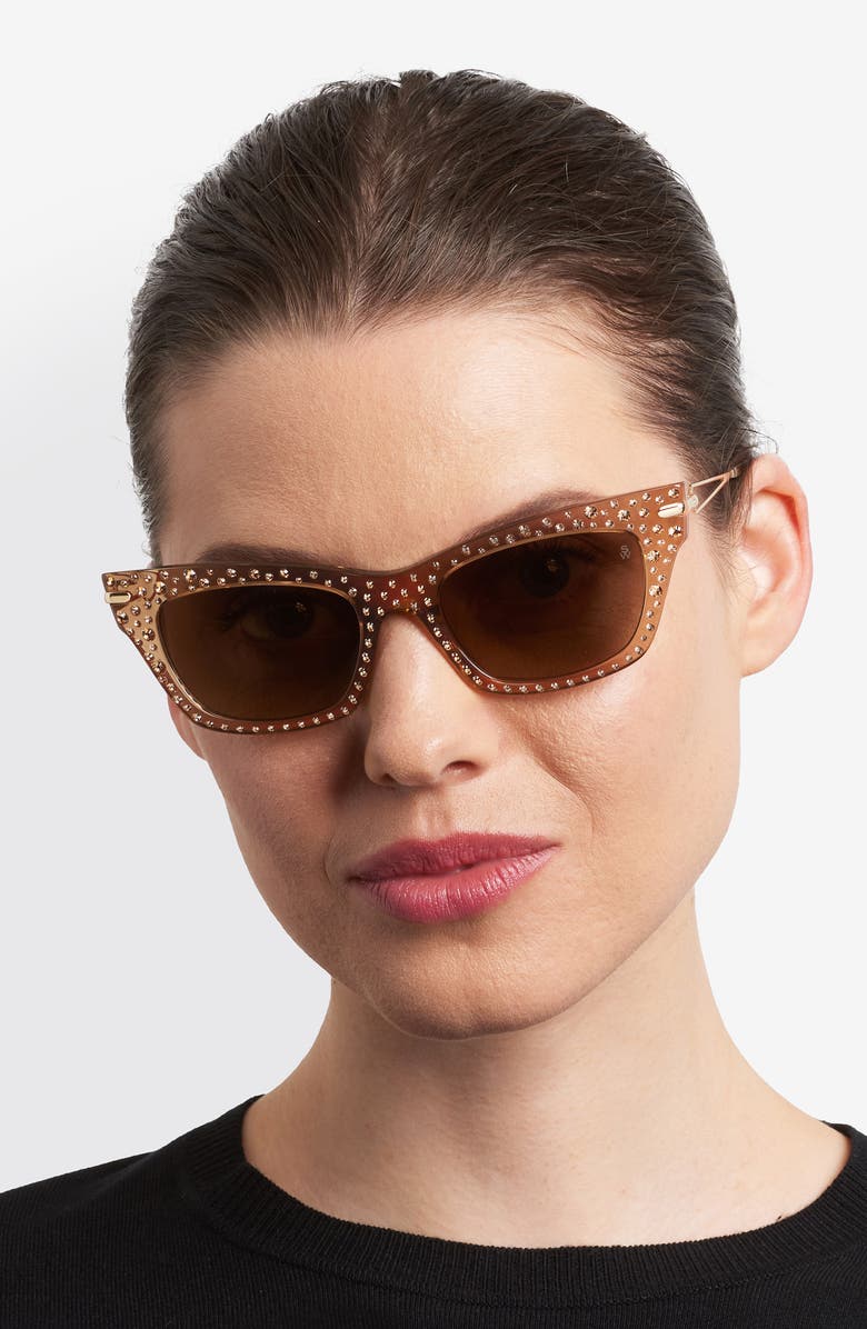 Stuart Weitzman 52mm Gradient Cat Eye Sunglasses, Alternate, color, Beige/ Brown