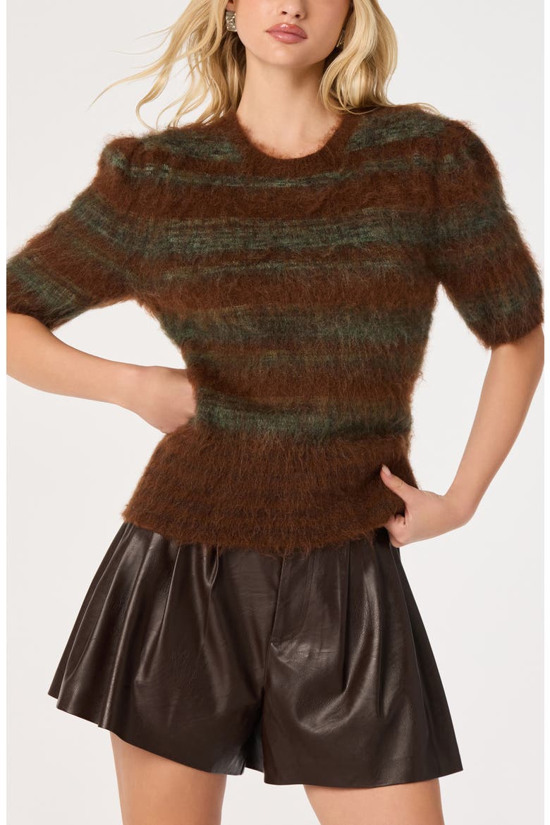 Jean Crewneck Sweater, Alternate, color, BROWN GREEN STRIPE
