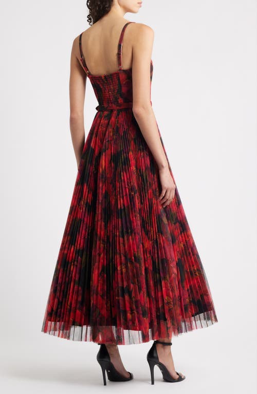 Hutch Joanna Pleated Sleeveless Gown In Red