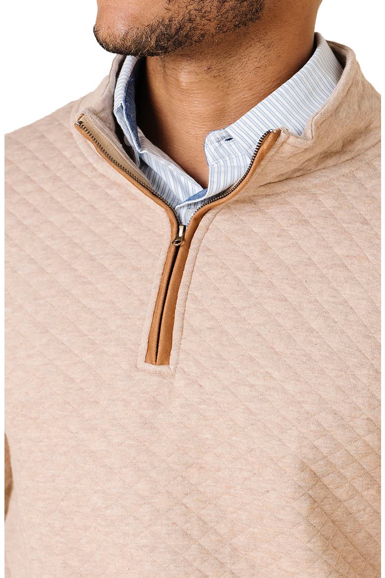 Quilted Half Zip Pullover, Alternate, color, Camel Heather Quilted