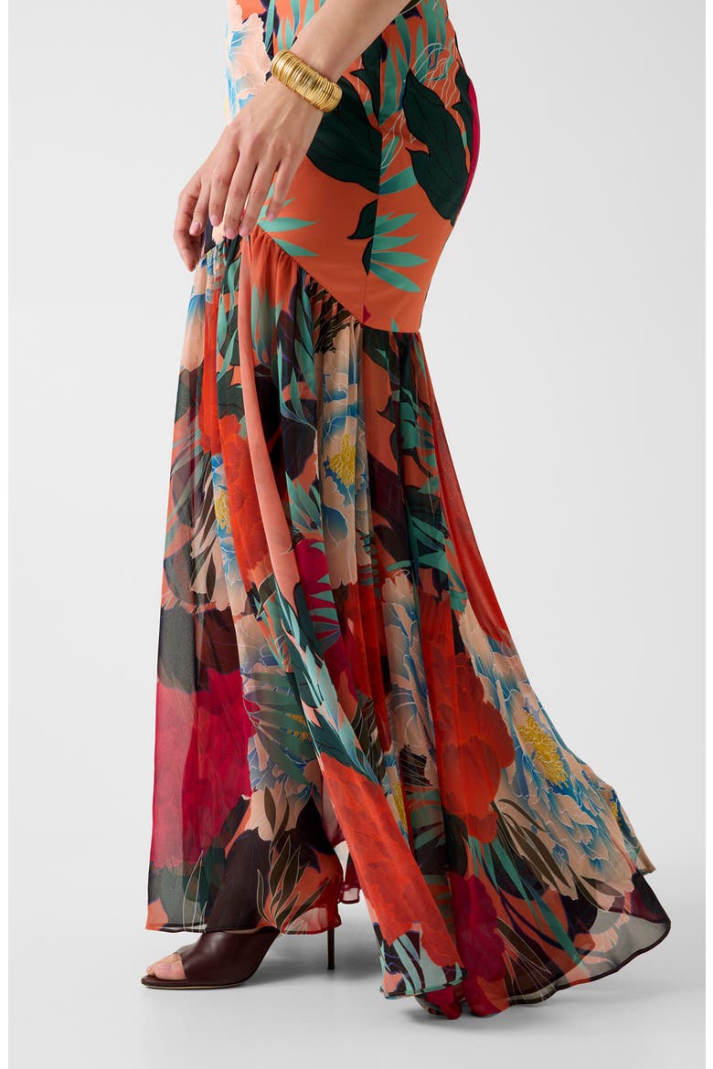 Roma Print Strapless Gown, Alternate, color, RED MULTI