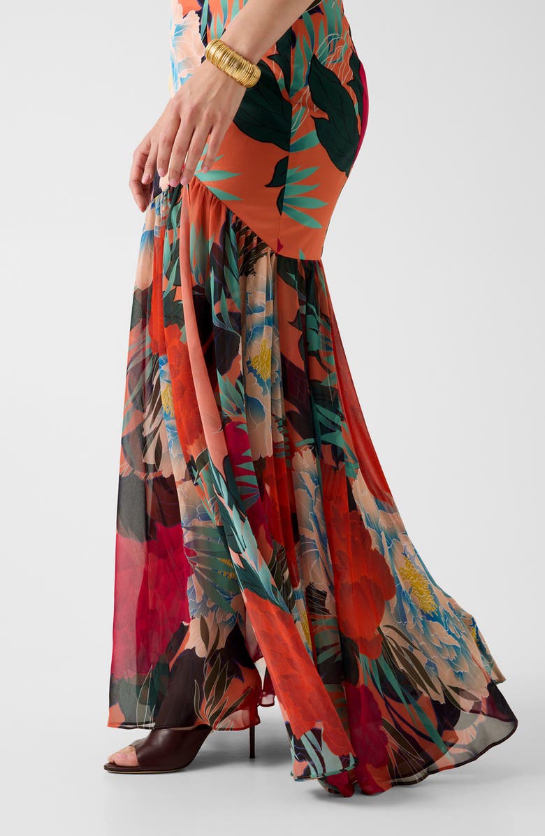 Marciano Roma Print Strapless Gown, Alternate, color, Red Multi